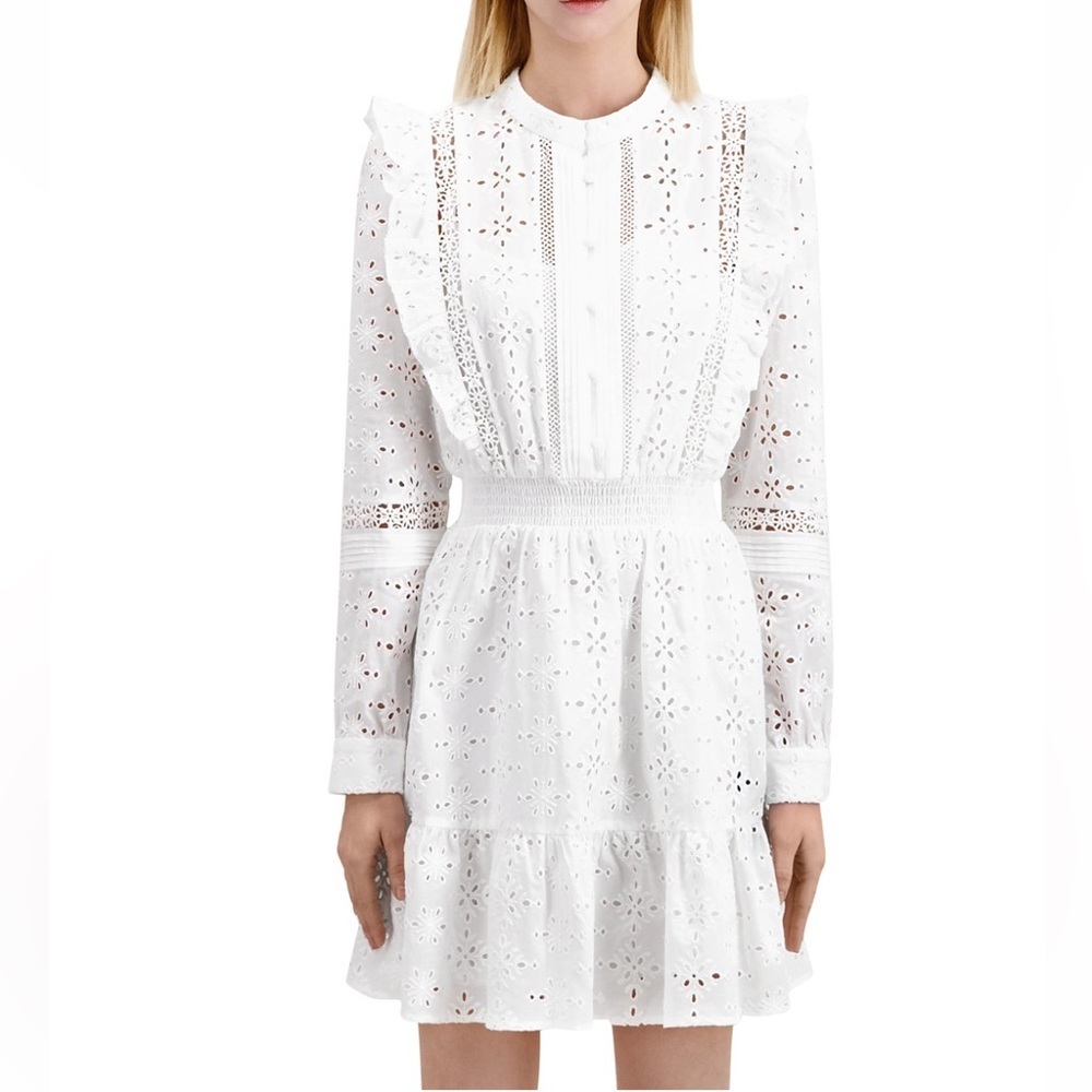 NWT! The Kooples White Crochet Buttoned Sundress with Peter Pan Collar, Size 1 S